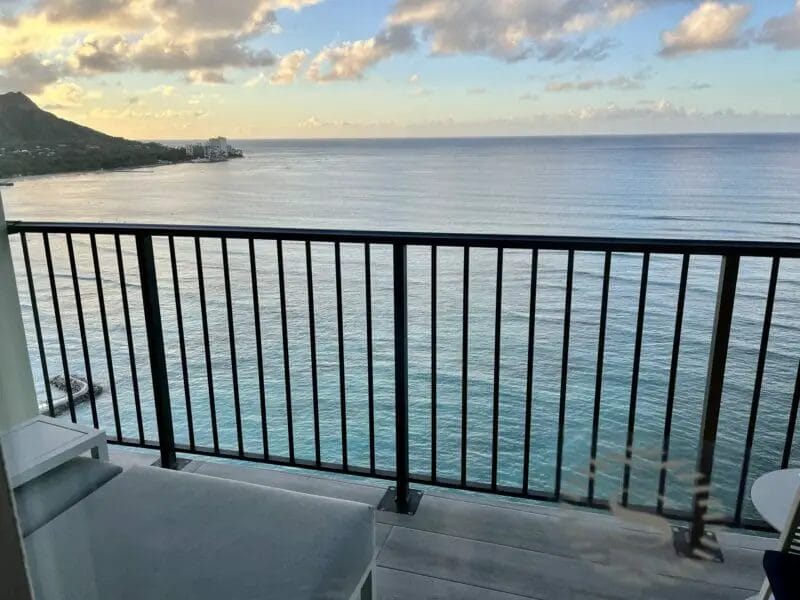 View from lanai balcony in Sheraton Waikiki King Oceanfront Room\